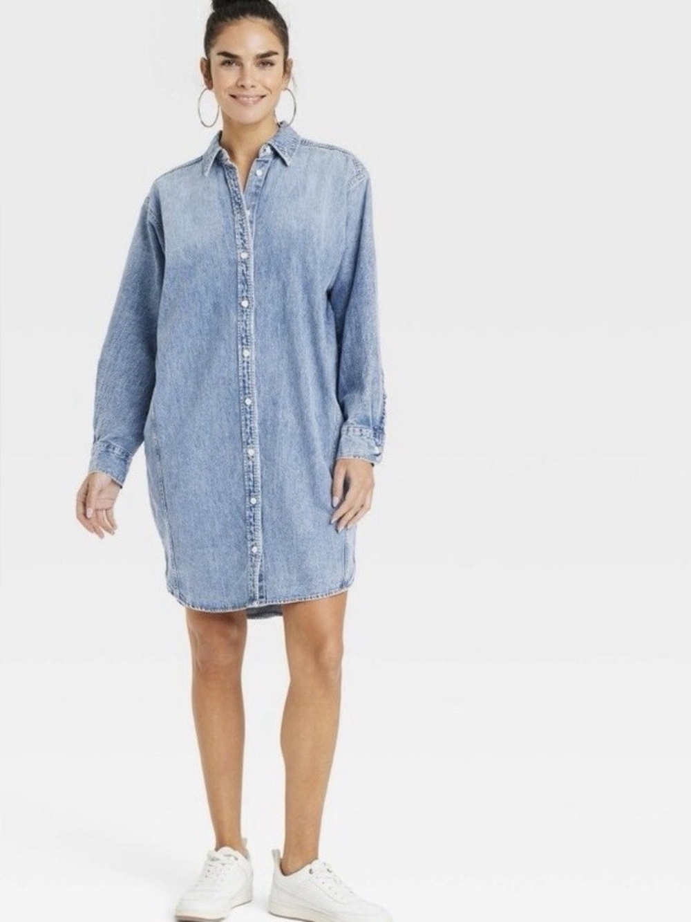 Universal Thread Denim Long Sleeve Button Down Shirt Dress Small